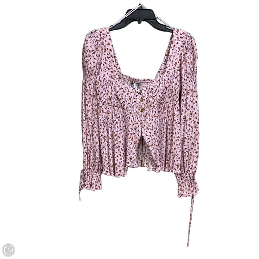 Top Long Sleeve By Urban Outfitters In Floral Print, Size: M