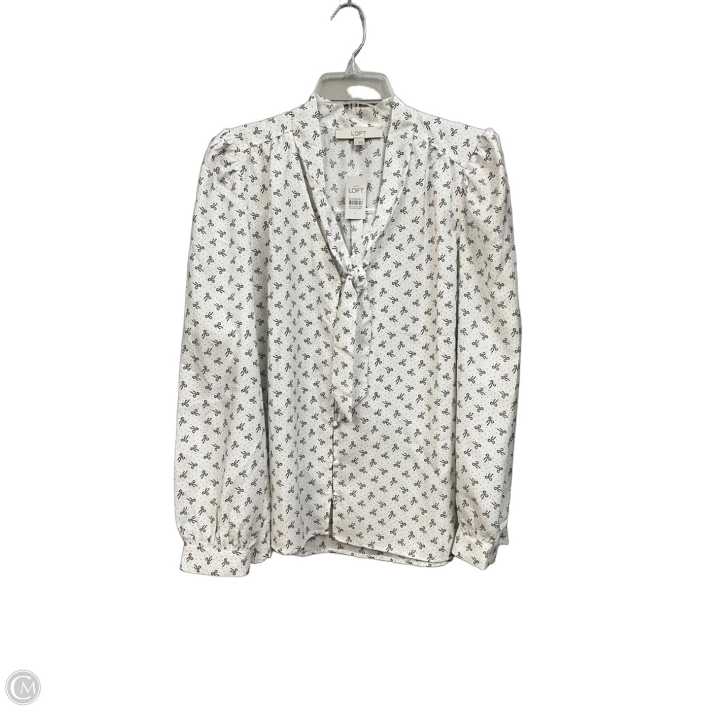 Blouse Long Sleeve By Loft In Black & White, Size: L