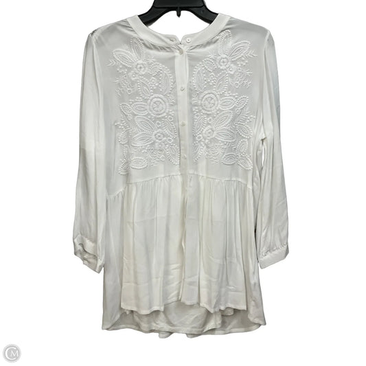 Blouse Long Sleeve By Soft Surroundings In White, Size: M
