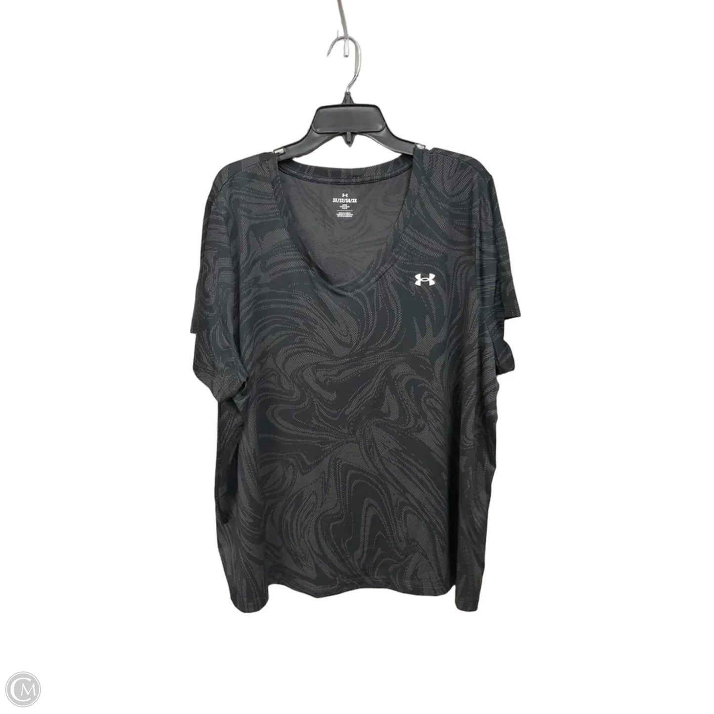Athletic Top Short Sleeve By Under Armour In Black & Grey, Size: 3x