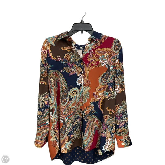 Blouse Long Sleeve By Chicos In Paisley Print, Size: Xl