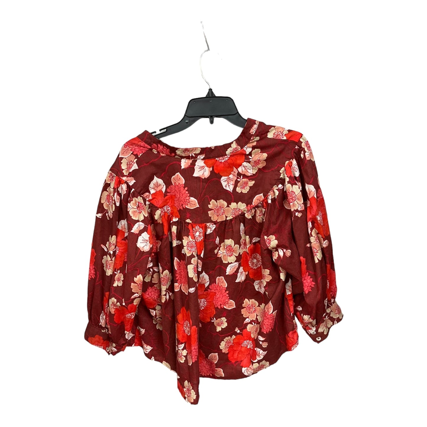 Floral Print Blouse 3/4 Sleeve Porridge, Size 1x