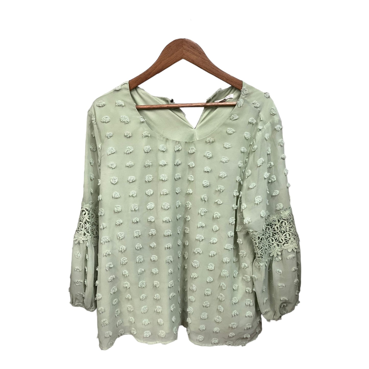 Top Long Sleeve By Cato In Green, Size: Xl