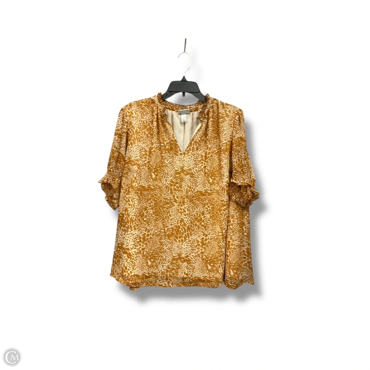 Top Short Sleeve By Ava & Viv In Brown & White, Size: 1x