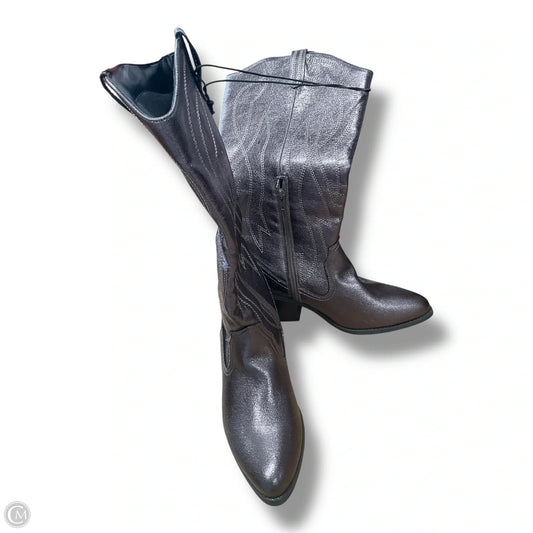 Boots Knee Heels By Clothes Mentor In Grey, Size: 9.5