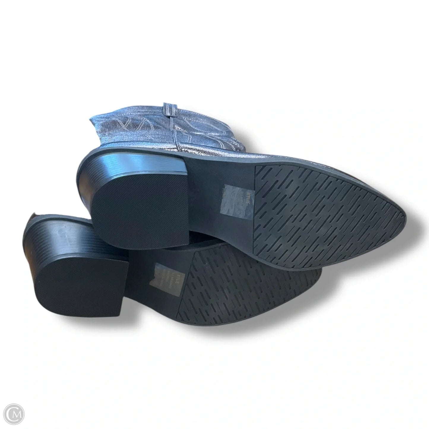 Boots Knee Heels By Clothes Mentor In Grey, Size: 9.5