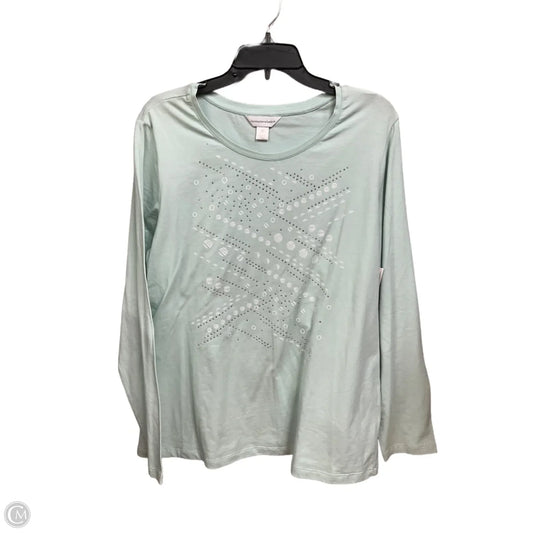 Top Long Sleeve By Christopher And Banks In Green & White, Size: Xl
