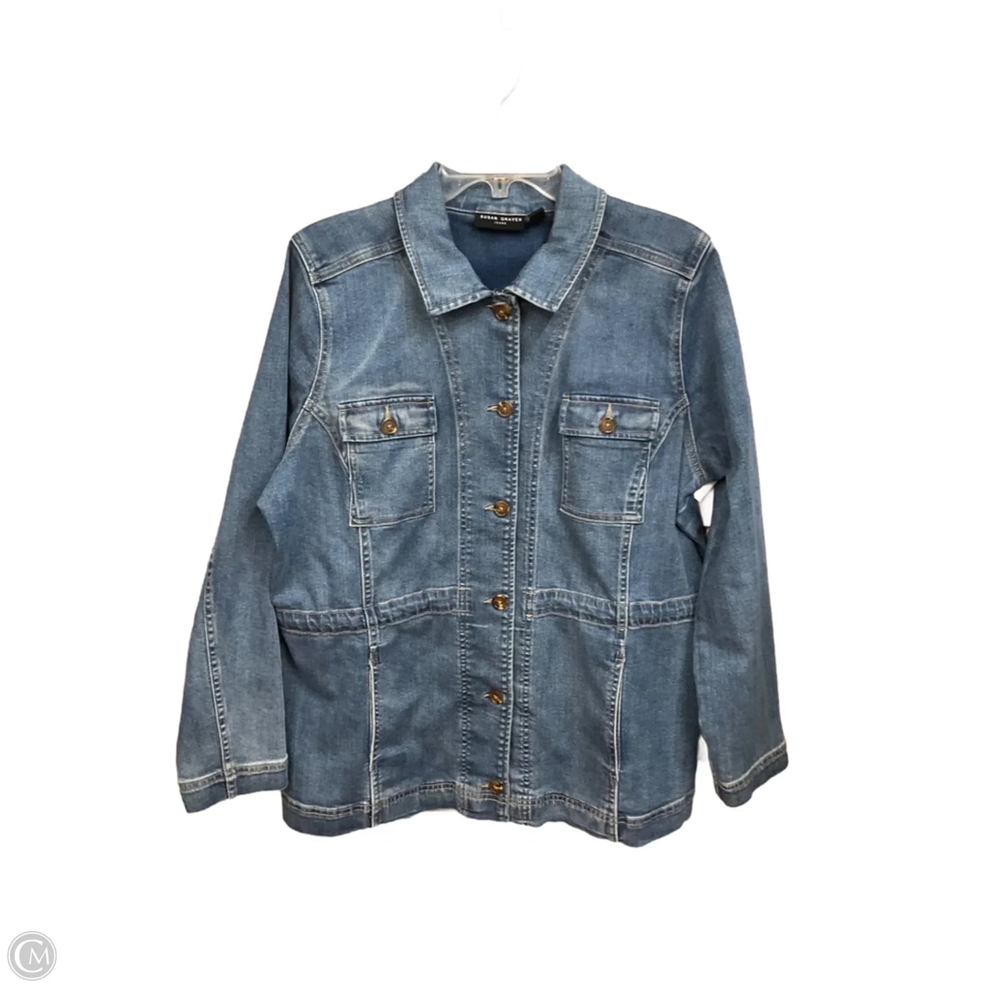 Jacket Denim By Susan Graver In Blue Denim, Size: L