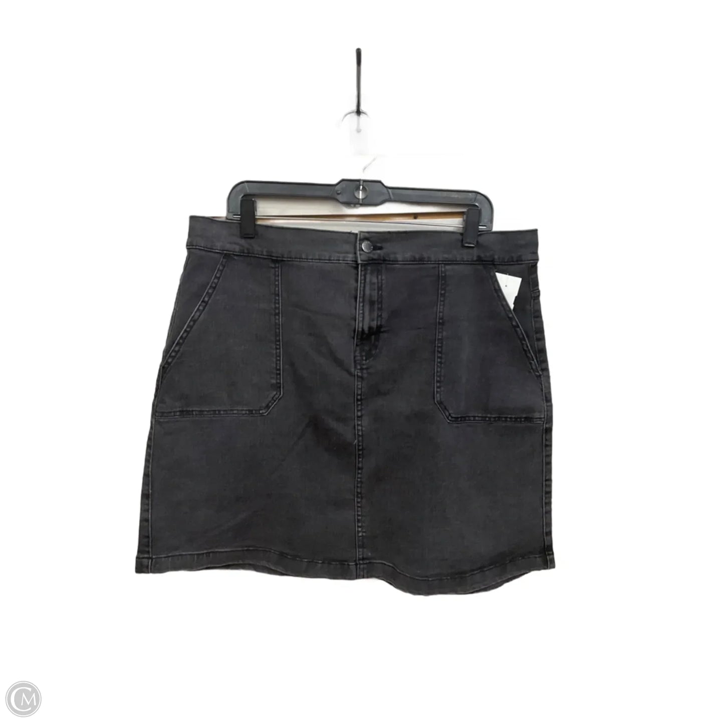 Skirt Midi By Dip In Black Denim, Size: Xl