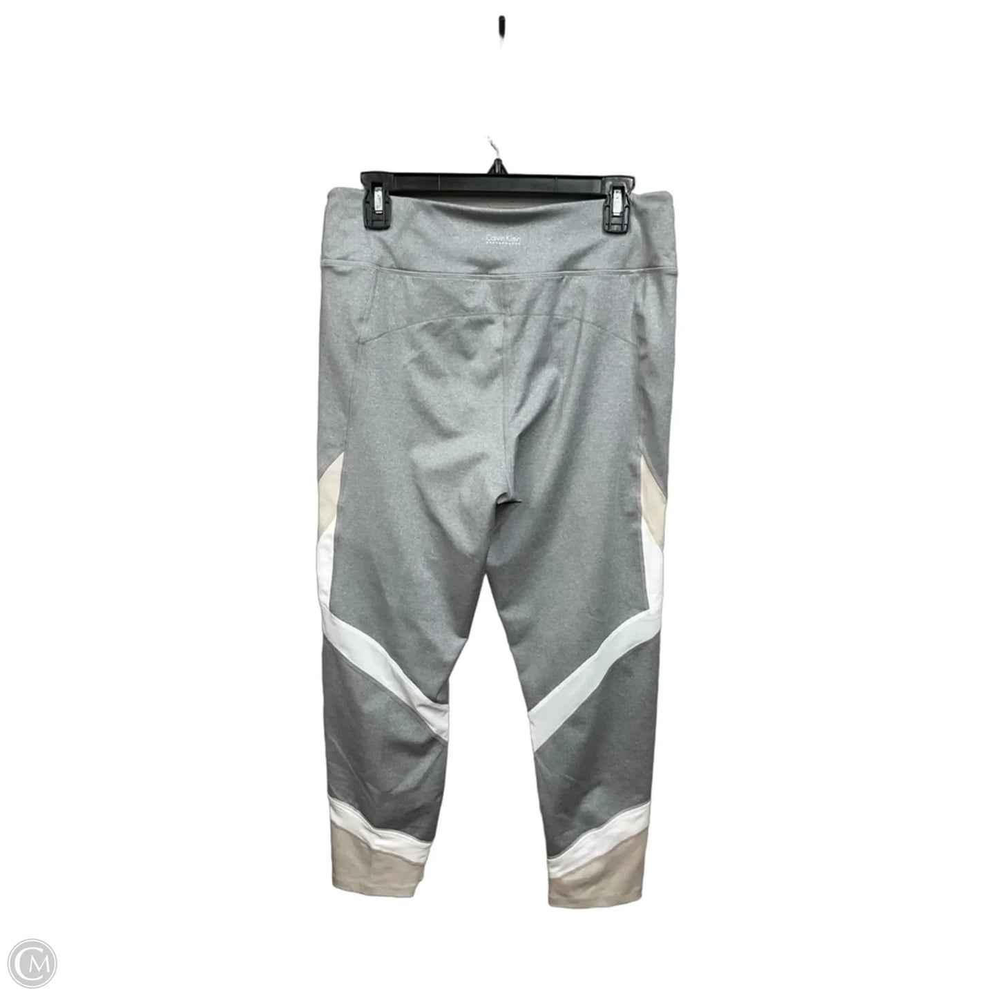 Athletic Leggings By Calvin Klein In Grey & White, Size: Xl