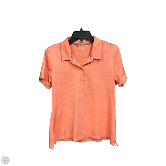 Athletic Top Short Sleeve By Adidas In Orange, Size: L