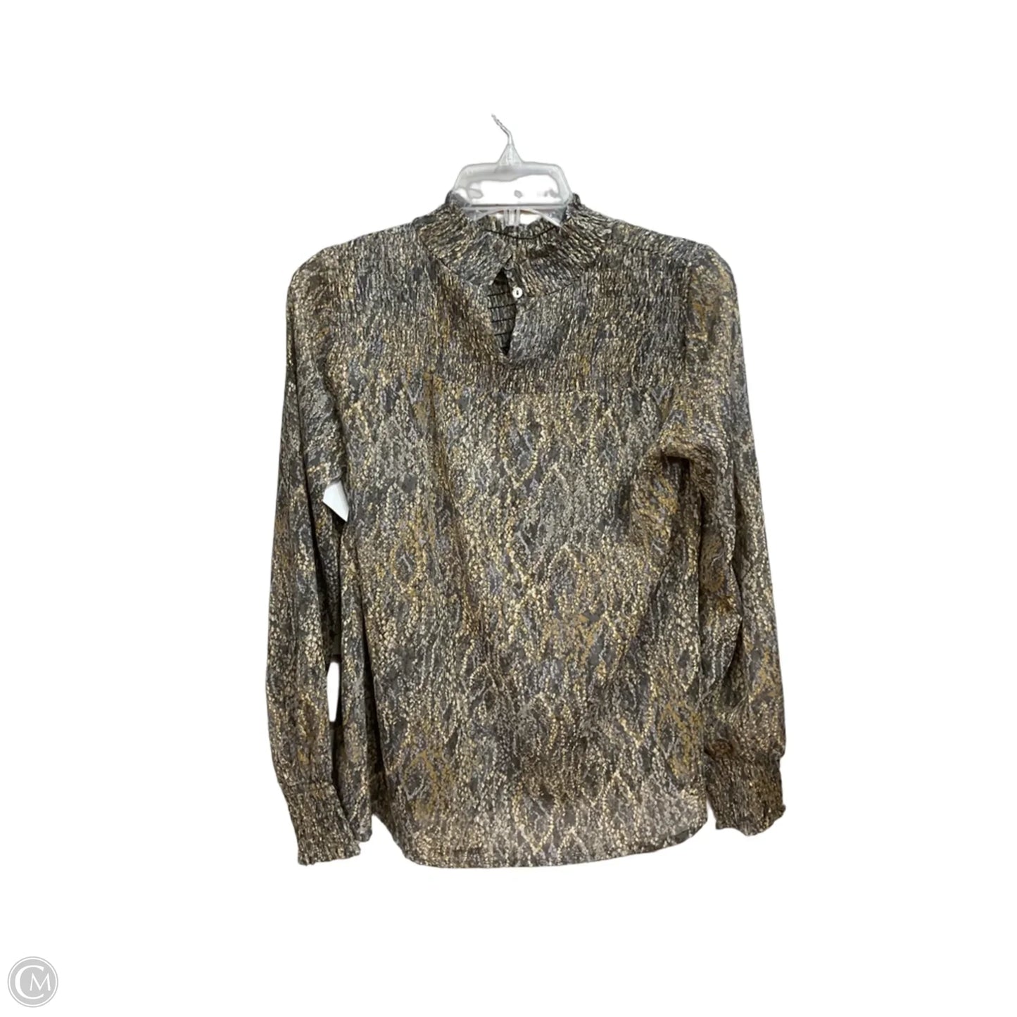 Blouse Long Sleeve By Mystree In Snakeskin Print, Size: S