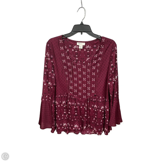 Top Long Sleeve By Style And Company In Maroon, Size: Lp