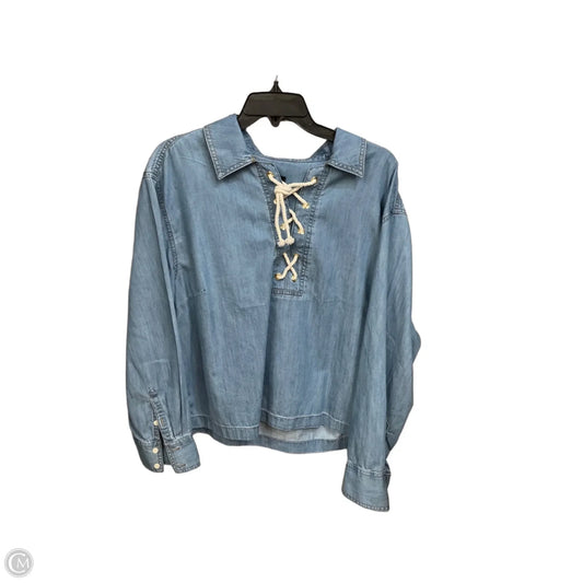Top Long Sleeve By Talbots In Blue Denim, Size: Xl