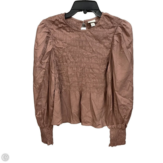 Top Long Sleeve By A New Day In Taupe, Size: M