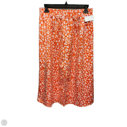 Skirt Midi By Loft In Orange & White, Size: 6