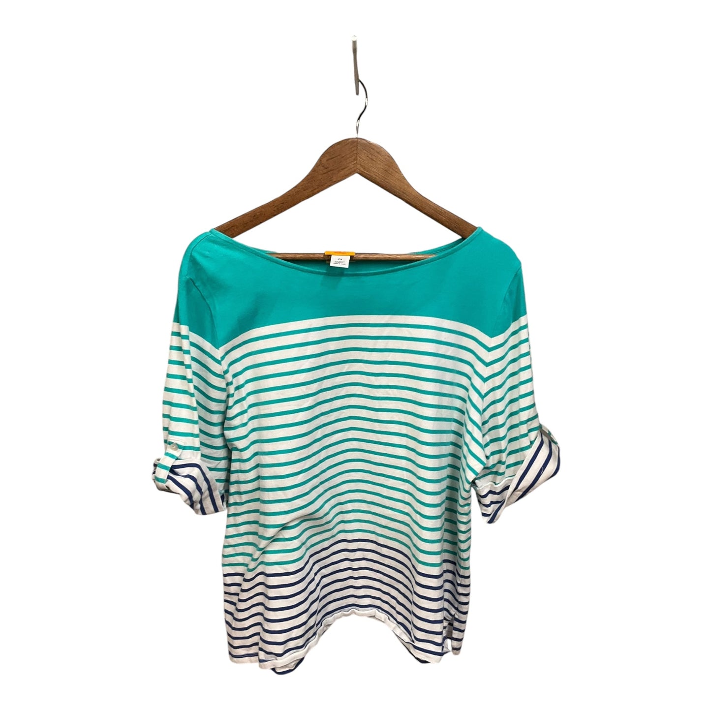 Top Short Sleeve Basic By Ruby Rd In Striped Pattern, Size: 2x