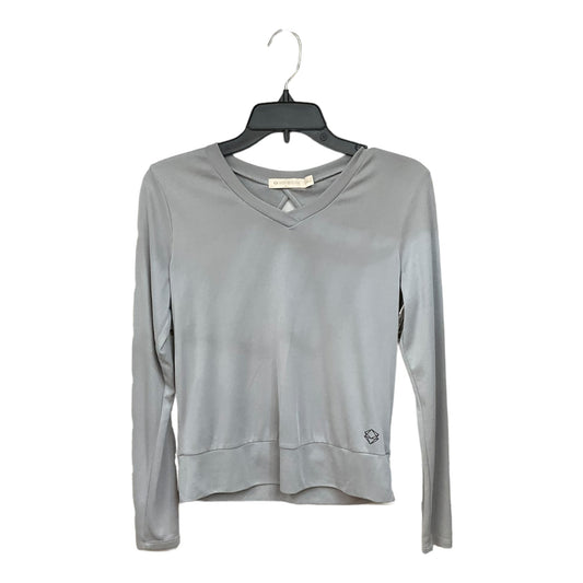Grey Athletic Top Long Sleeve Collar Clothes Mentor, Size S