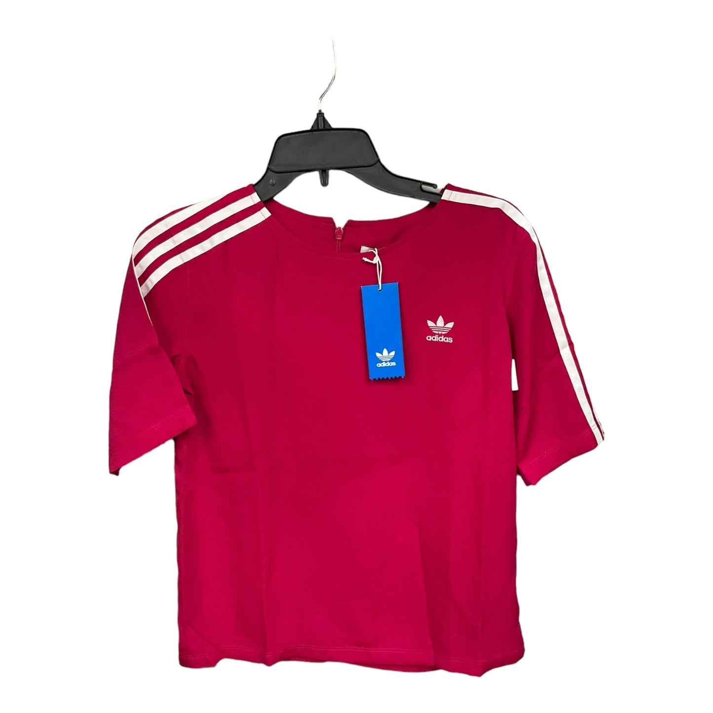 Pink & White Athletic Top Short Sleeve Adidas, Size M