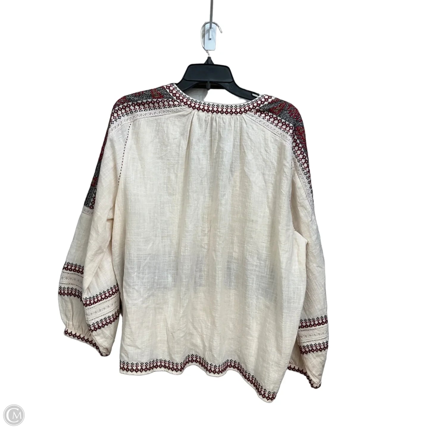 Top Long Sleeve By Zara In Red & White, Size: L