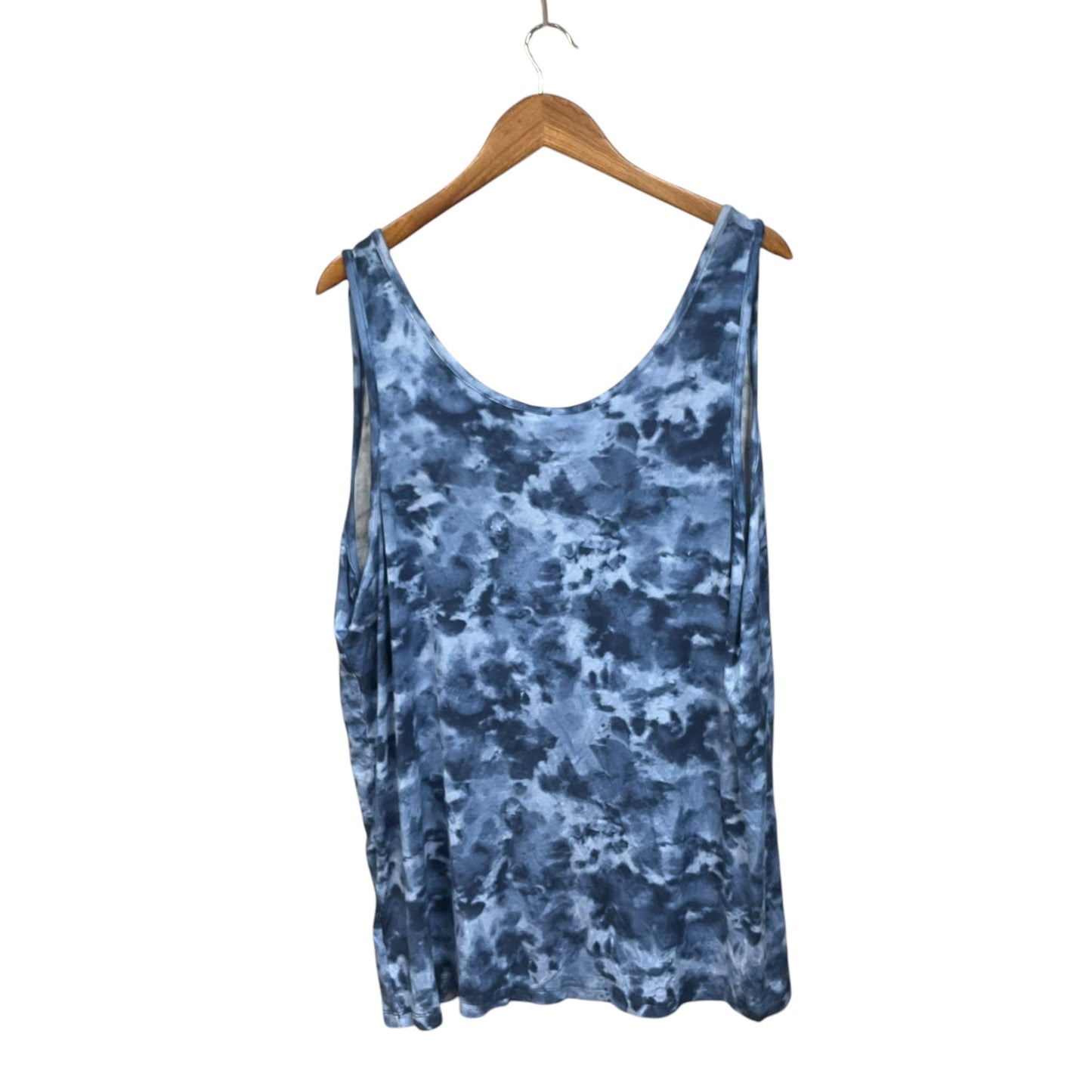 Top Sleeveless By Terra & Sky In Blue & White, Size: 2x