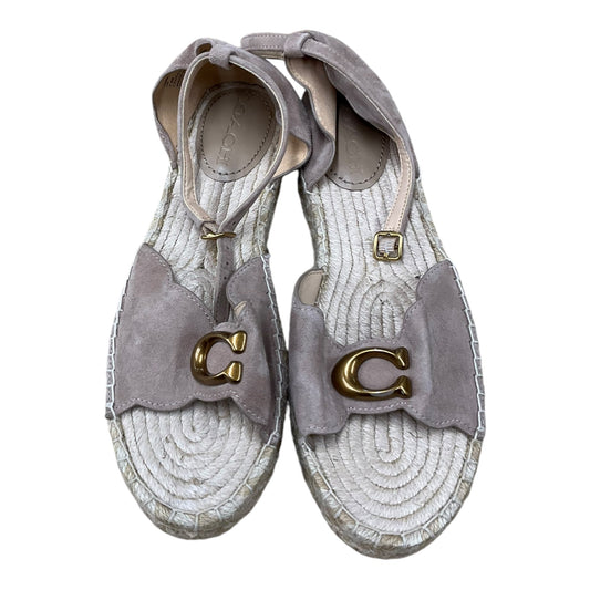 Sandals Heels Platform By Coach In Taupe, Size: 7.5