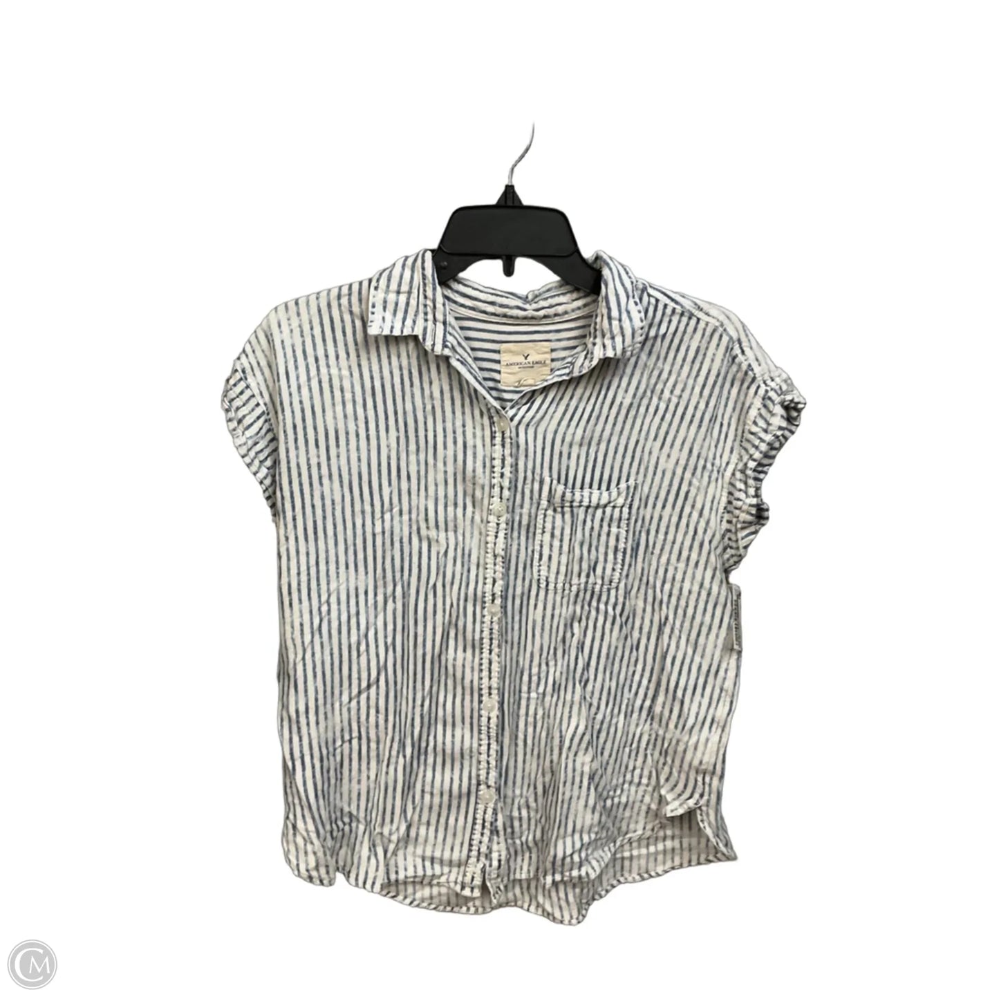 Top Short Sleeve By American Eagle In Striped Pattern, Size: M
