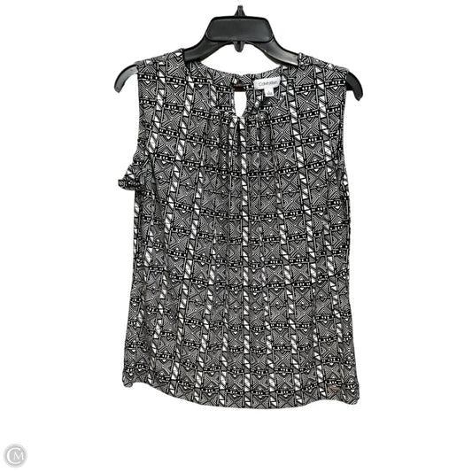 Top Sleeveless By Calvin Klein In Black & White, Size: L