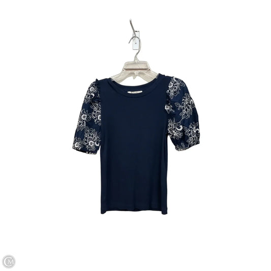 Top Short Sleeve By Loft In Navy, Size: S