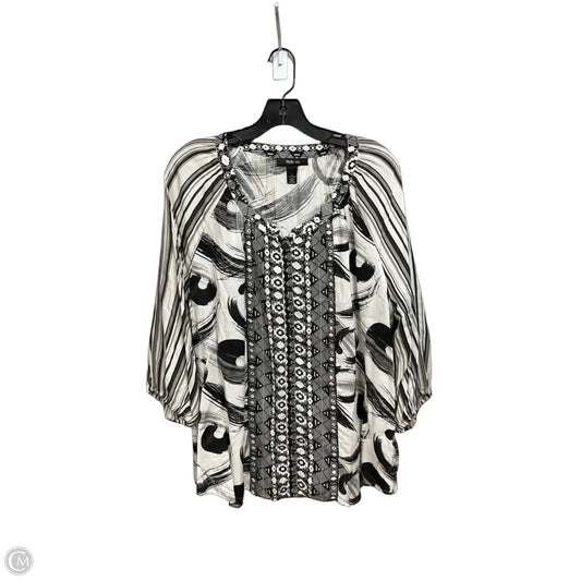 Blouse Long Sleeve By Style And Company In Grey, Size: L