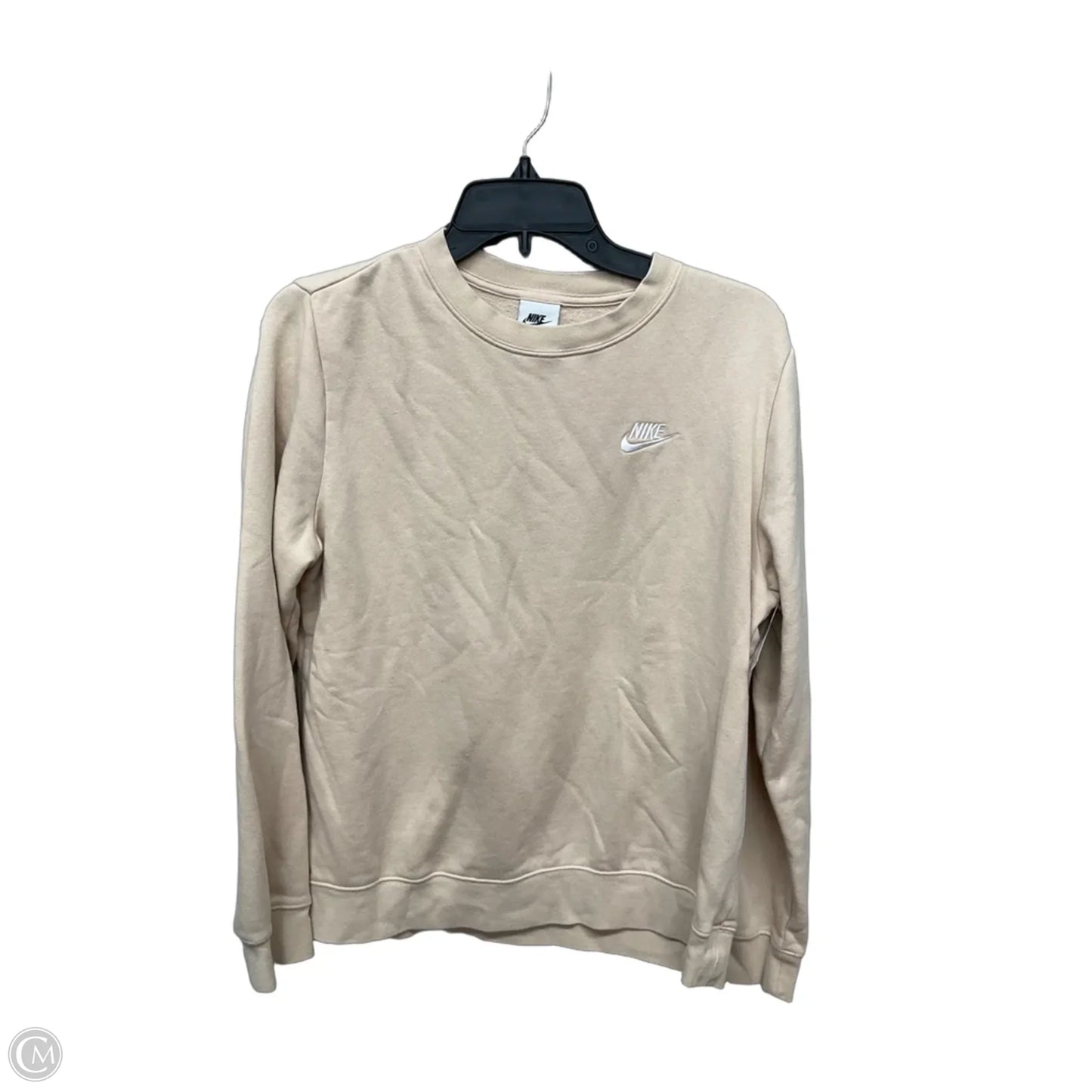 Athletic Sweatshirt Crewneck By Nike Apparel In Tan, Size: M