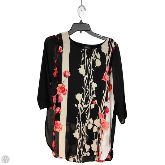 Tunic 3/4 Sleeve By Alfani In Black, Size: Mp