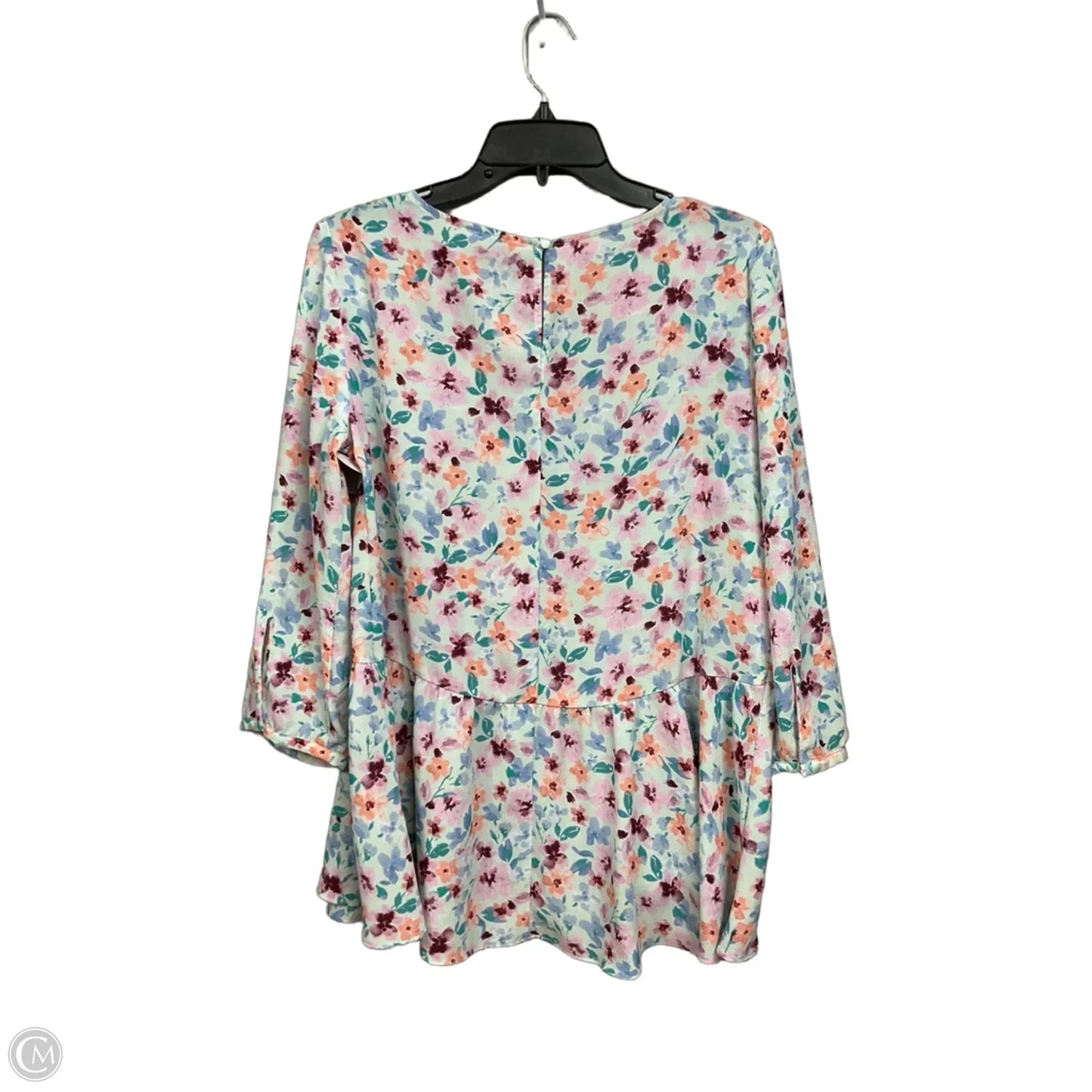 Top 3/4 Sleeve By Elle In Floral Print, Size: M