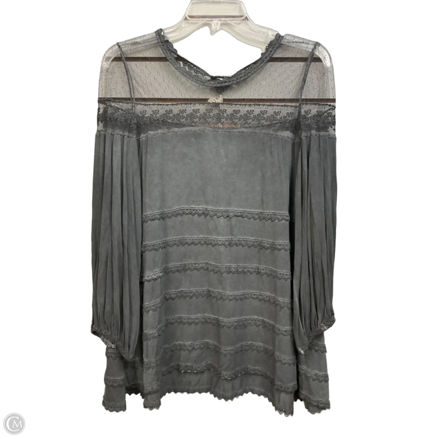 Top 3/4 Sleeve By Pol In Grey, Size: S
