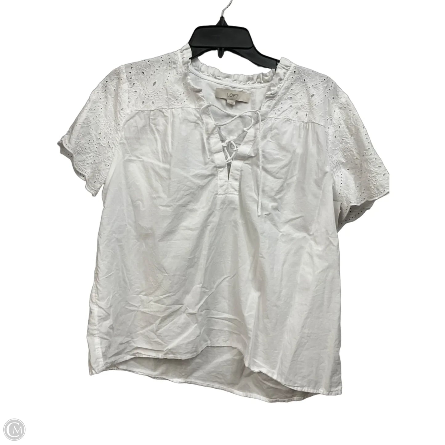 Top Short Sleeve By Loft In White, Size: M