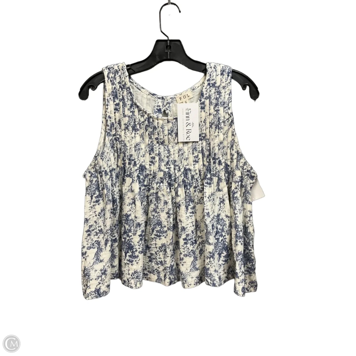 Top Sleeveless By Pol In Blue & White, Size: S