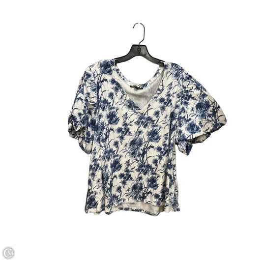 Top Short Sleeve By Inc In Blue & White, Size: 3x