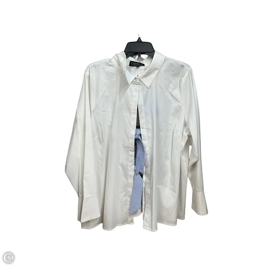 Top Long Sleeve By Eloquii In White, Size: 2x