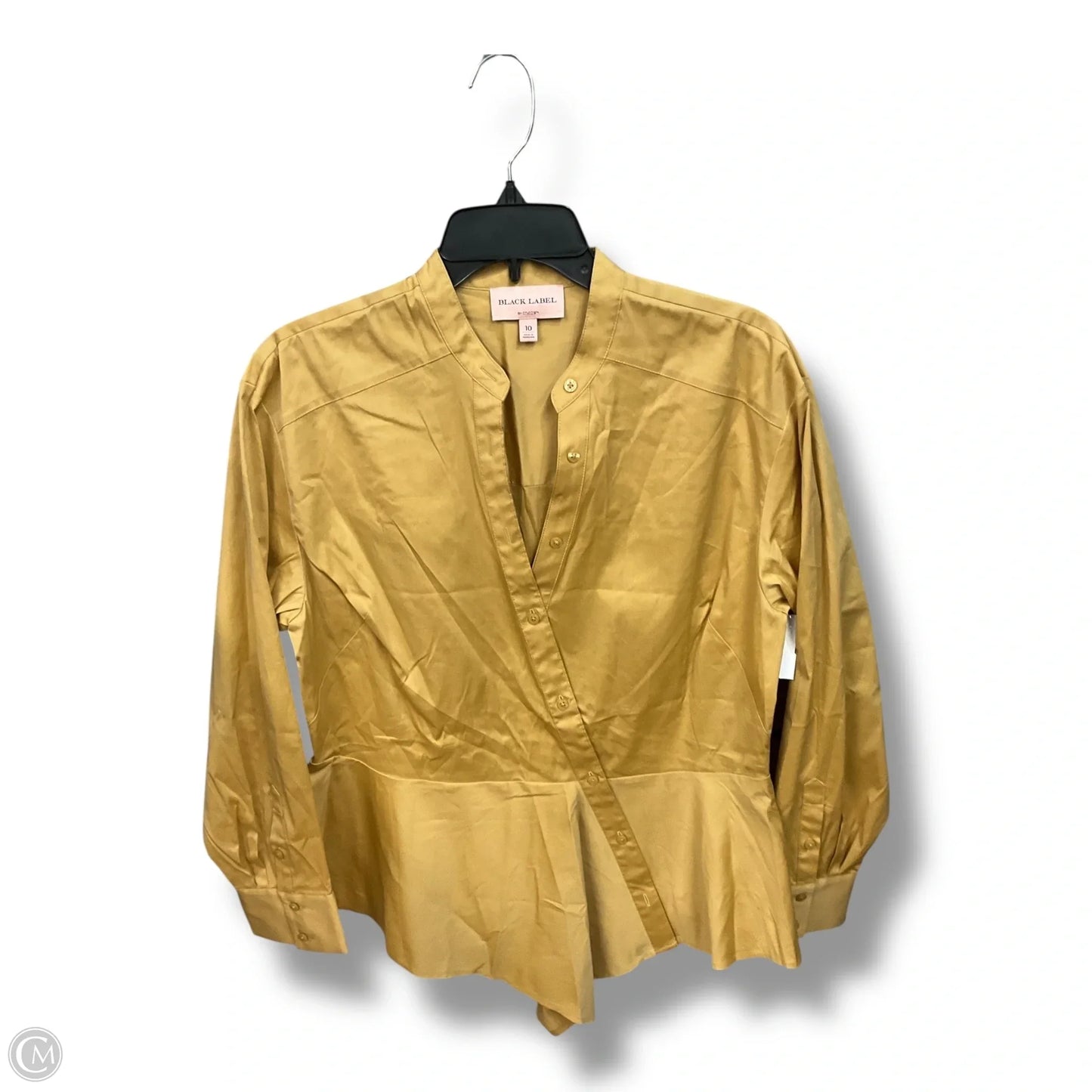 Blouse Long Sleeve By Black Label In Yellow, Size: M