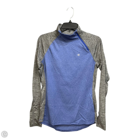 Athletic Top Long Sleeve Collar By Champion In Blue, Size: S