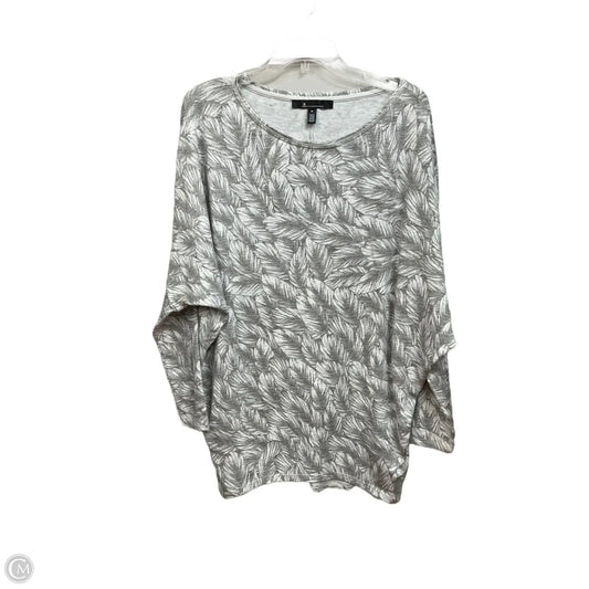 Tunic 3/4 Sleeve By White House Black Market In Grey & White, Size: M