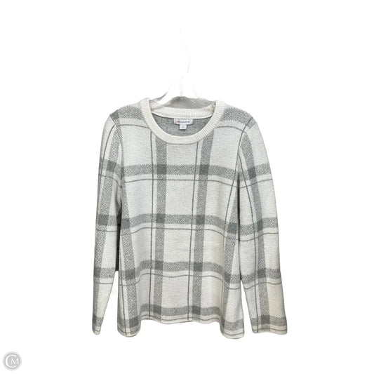 Sweater By Liz Claiborne In Grey & White, Size: L