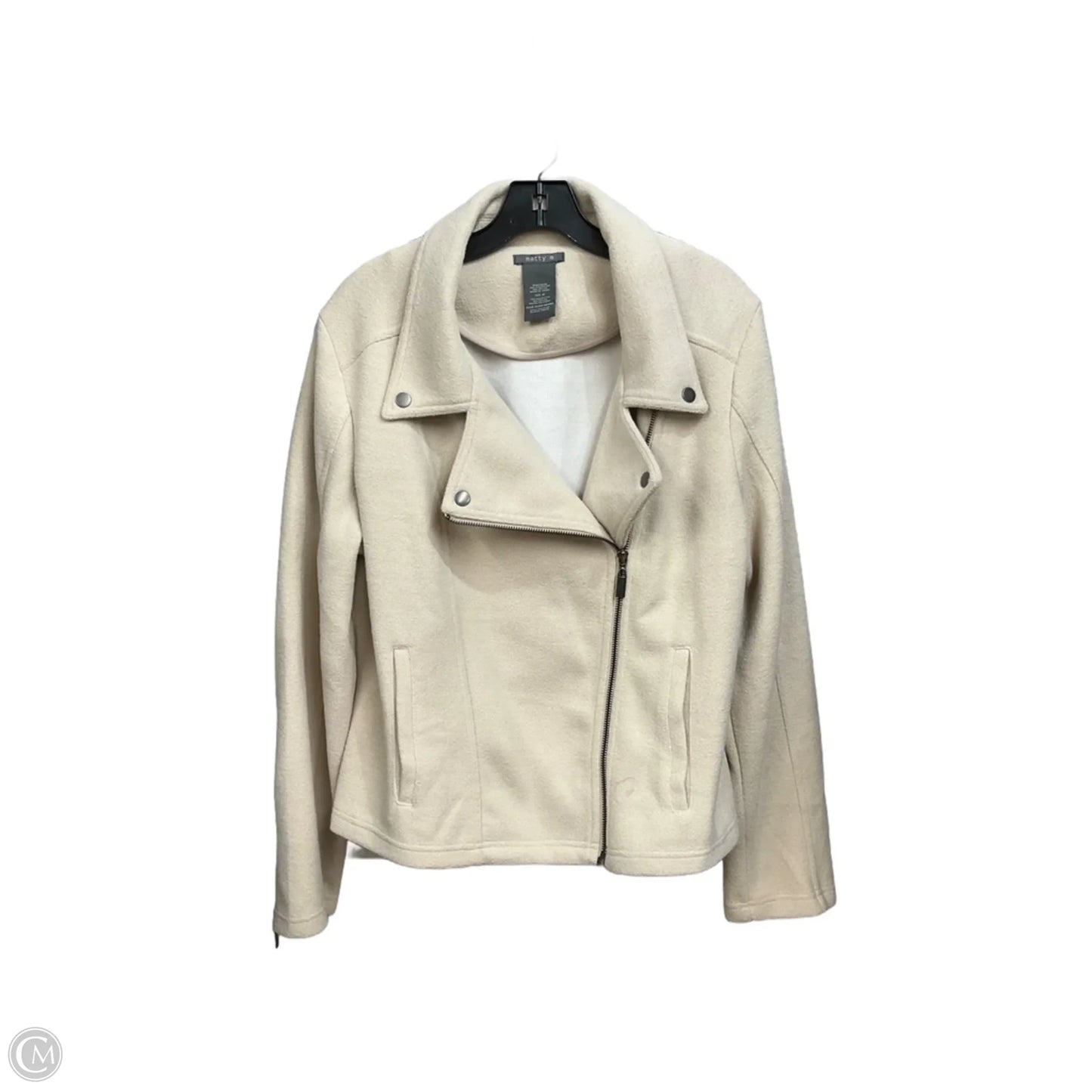 Jacket Moto By Matty M In Cream, Size: Xl