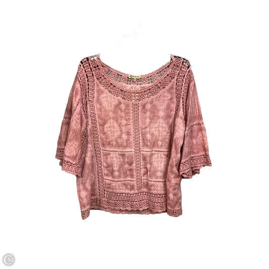 Top 3/4 Sleeve By Democracy In Pink, Size: L
