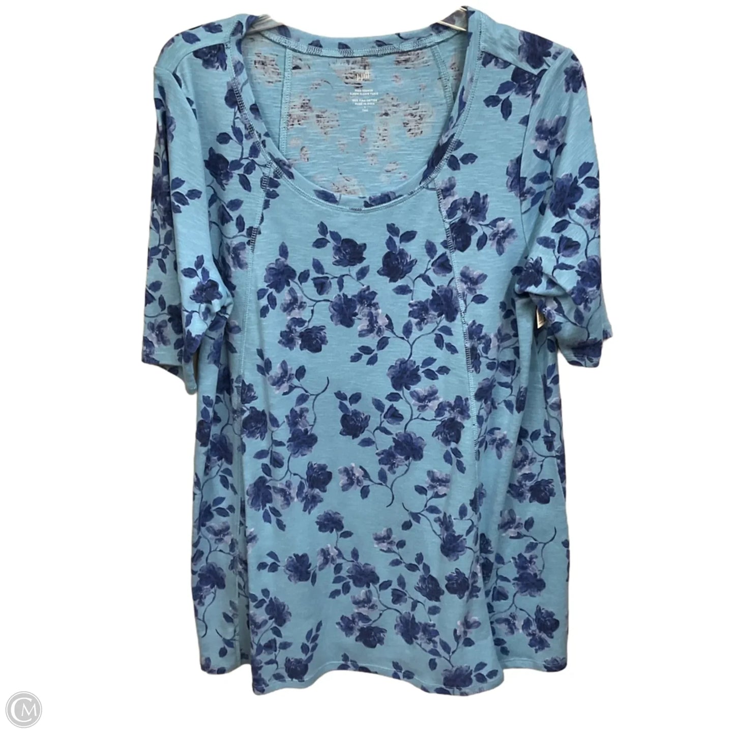 Top Short Sleeve By J. Jill In Floral Print, Size: L