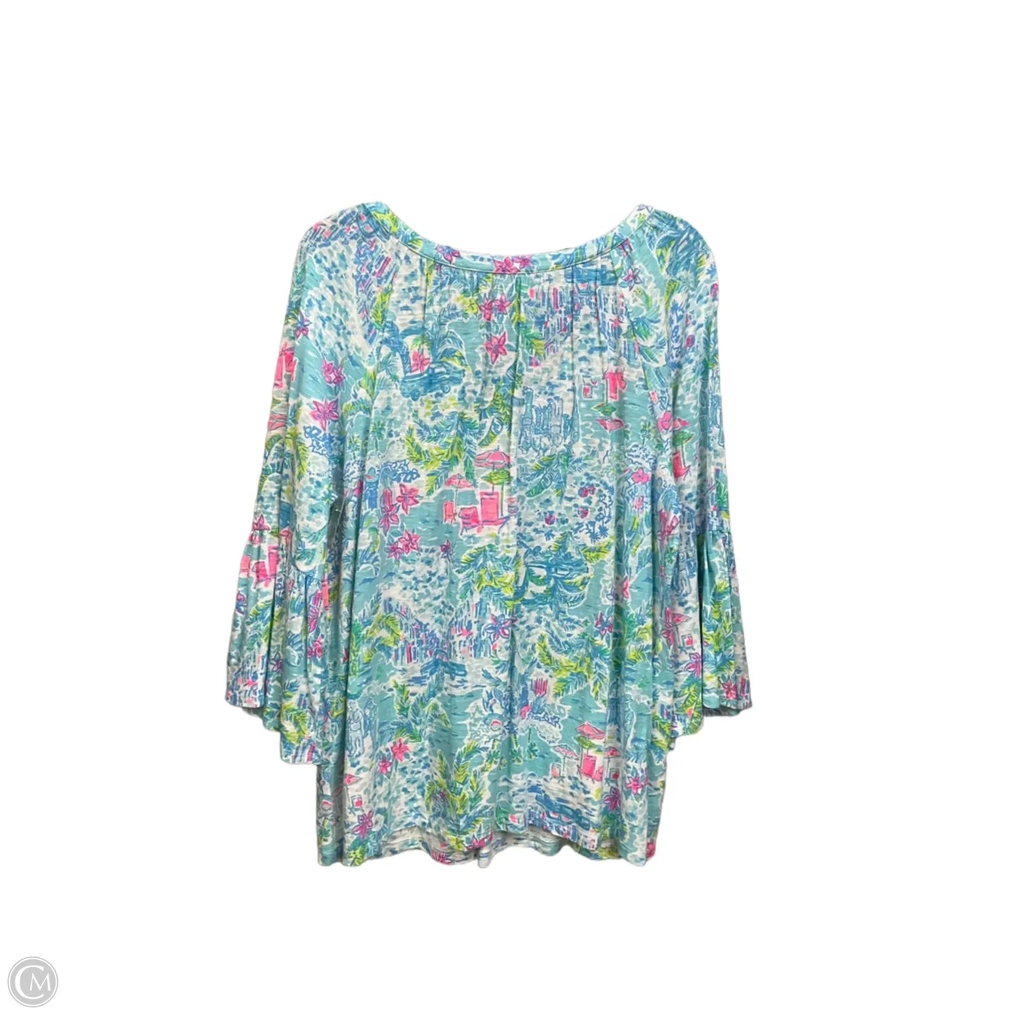 Top 3/4 Sleeve Designer By Lilly Pulitzer In Blue, Size: Xl