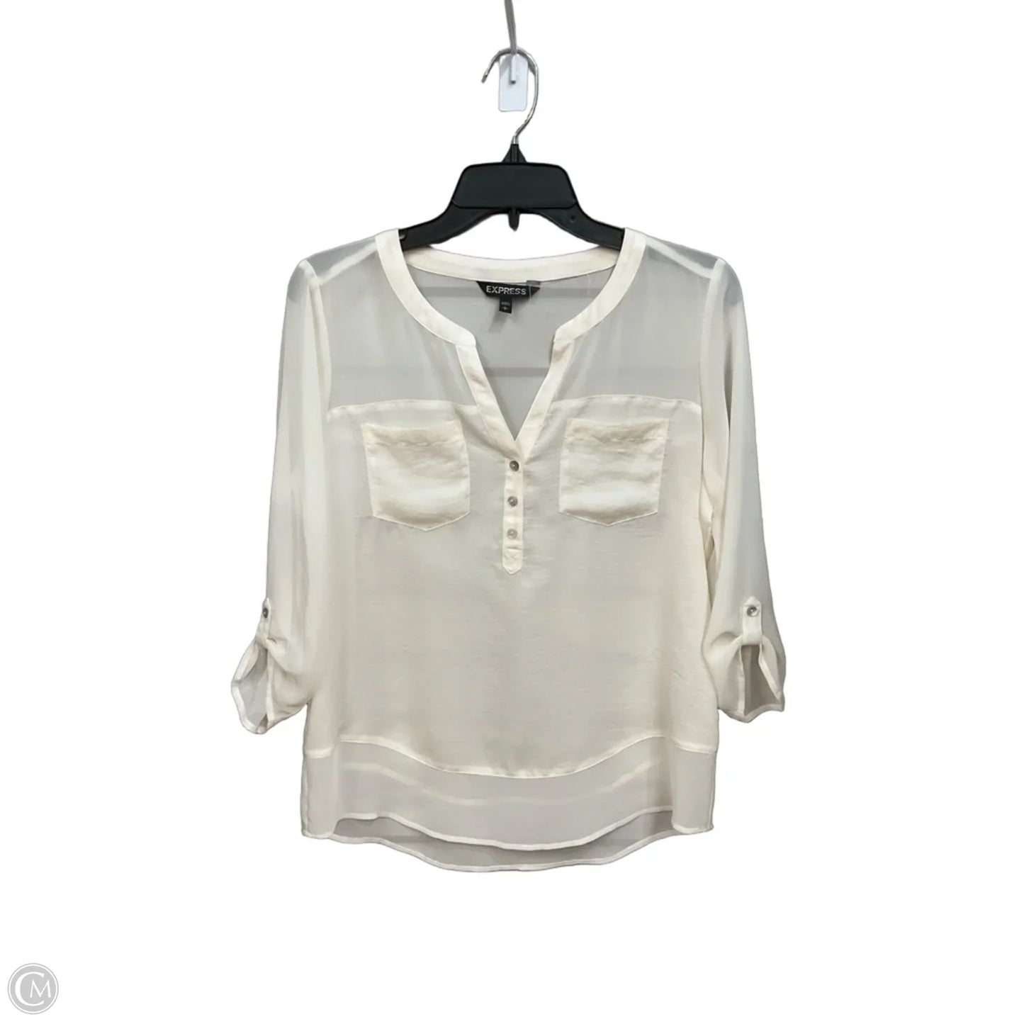 Top 3/4 Sleeve By Express In Cream, Size: S