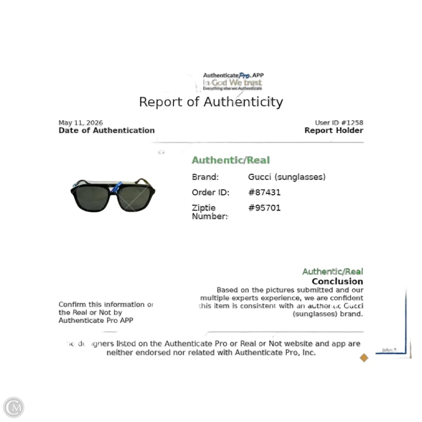 Sunglasses Luxury Designer By Gucci