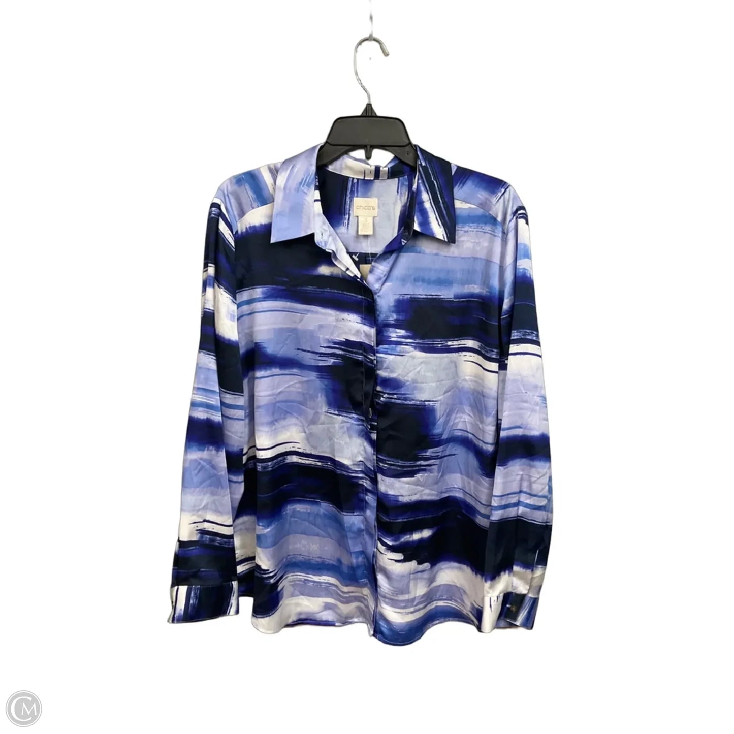 Blouse Long Sleeve By Chicos In Blue, Size: Xl
