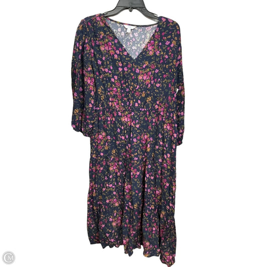 Dress Casual Maxi By Time And Tru In Floral Print, Size: L